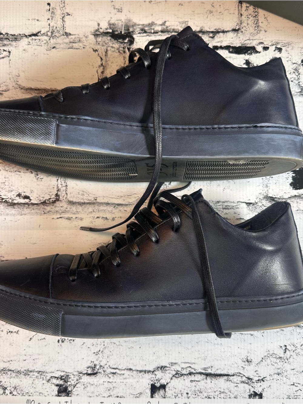 John Varvatos Reed Low Top Midnight Navy Leather Sneakers Men’s 10.5 - Picture 3 of 5
